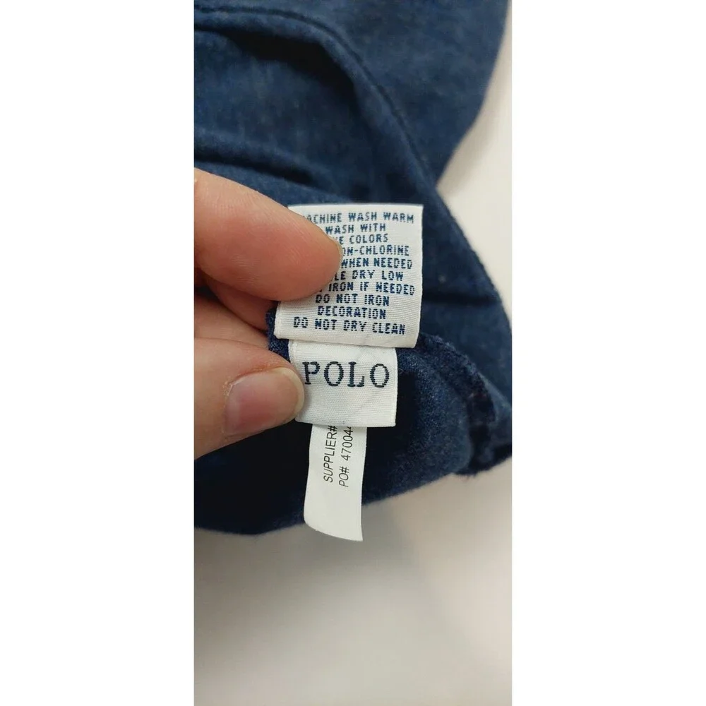 Polo Ralph Lauren Men's Size XL Shirt Blue Heathered Long Sleeve Polo Logo Guy